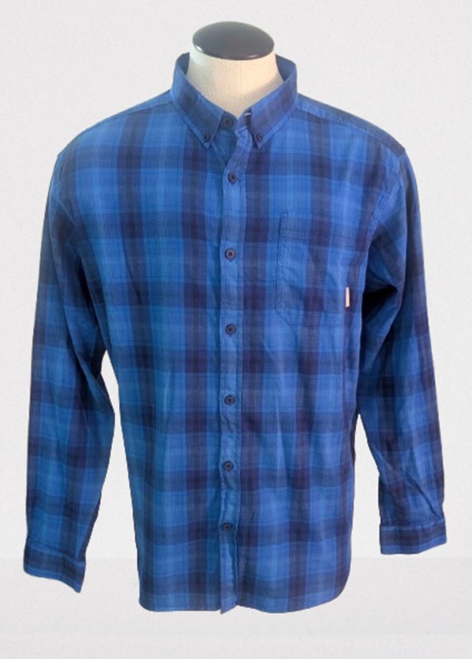 Men's Columbia Blue Plaid Lightweight Button Down Shirt XL